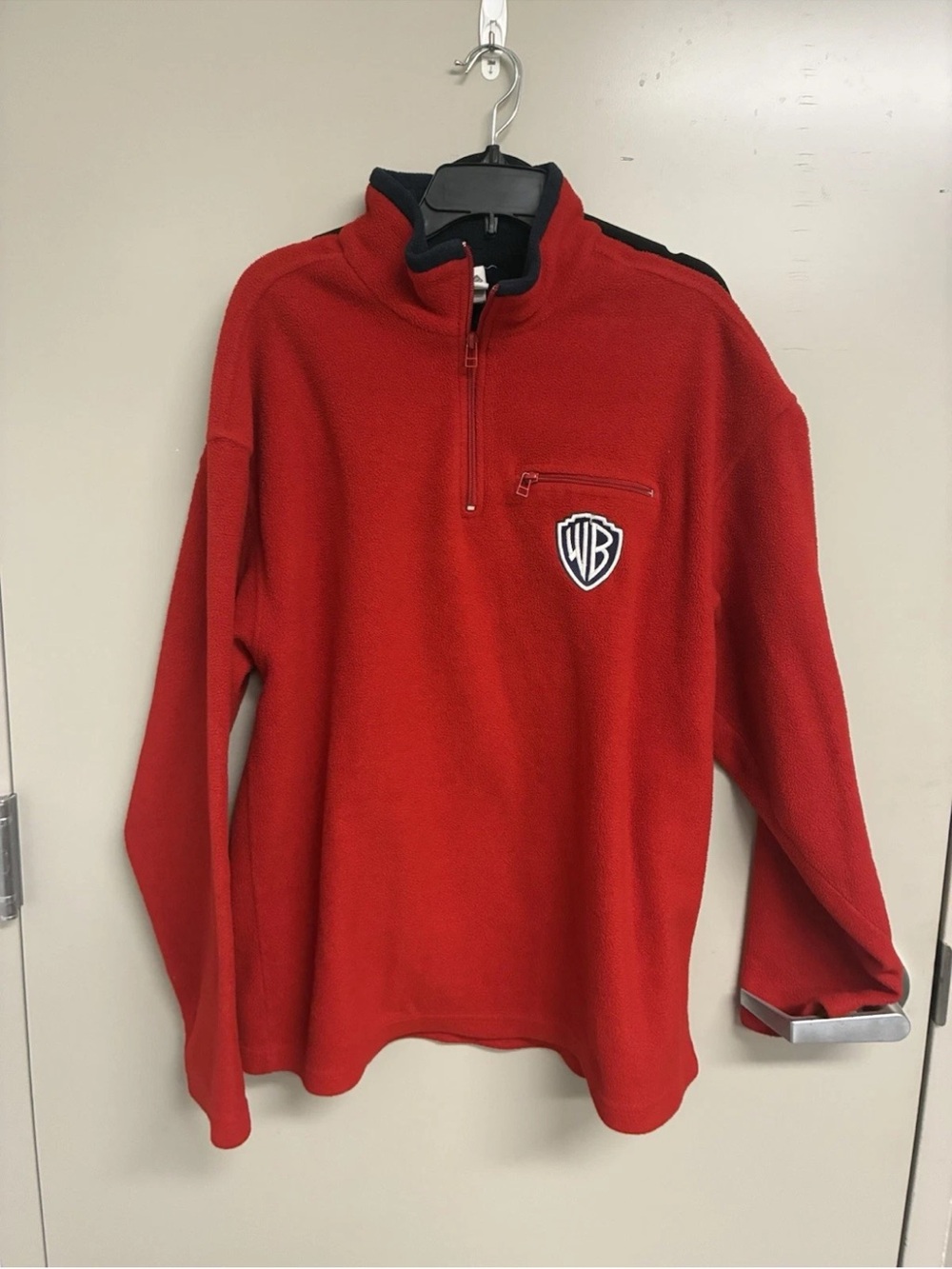 Warner Bros. Red Quarter-Zip Fleece with WB Chest Patch